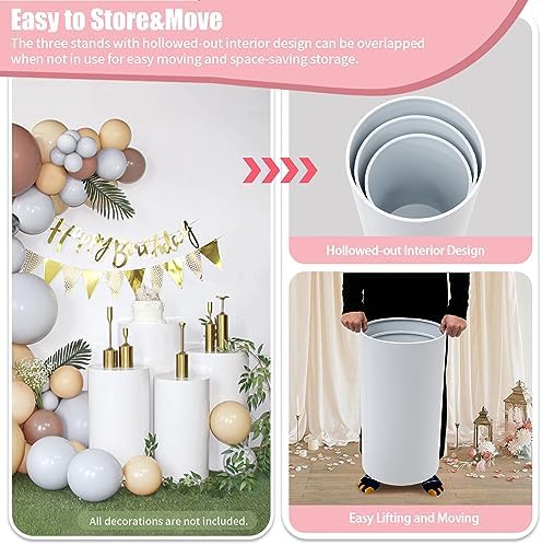 TENNIEX Round Cylinder Pedestal Stand Set of 3