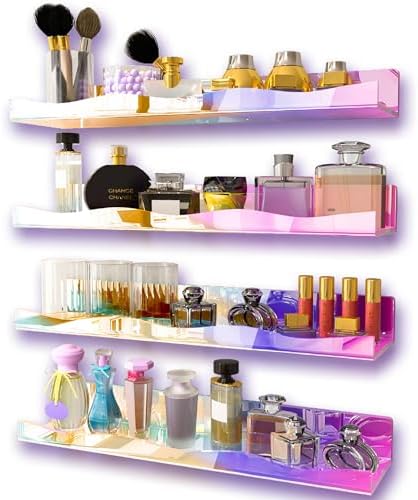 YMVV Iridescent Clear Floating Wall Shelf 4 Pack
