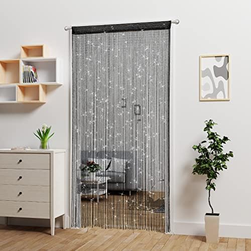 2 Pieces Black Beaded Curtain Door Divider Panel