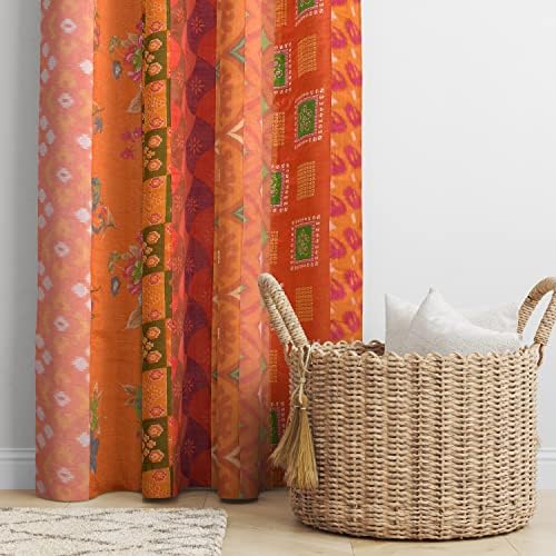 THE ART BOX Indian Silk Blend Sari Curtains 2 Panel