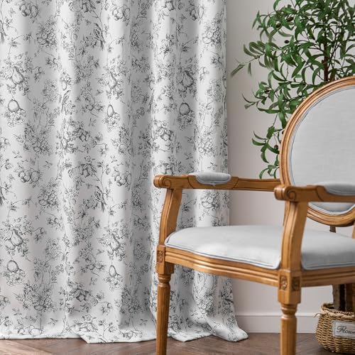 JINCHAN 95 Blackout Floral Curtains 84 Inches 2 Panels