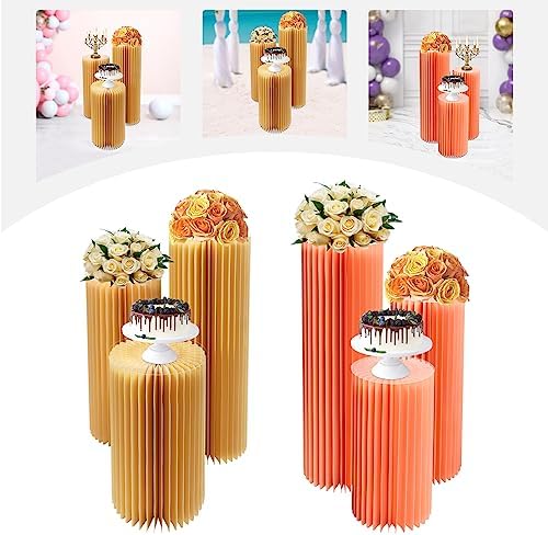 3PCS Cylinder Pedestal Stands for Wedding Party Decorations