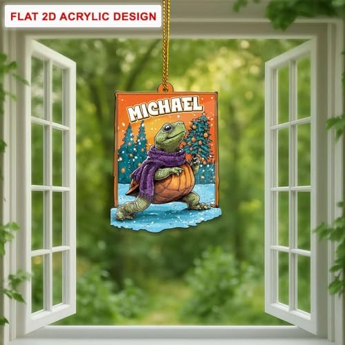 Custom Name Turtle Christmas Hanging Ornament Personalized Acrylic Animal Decoration