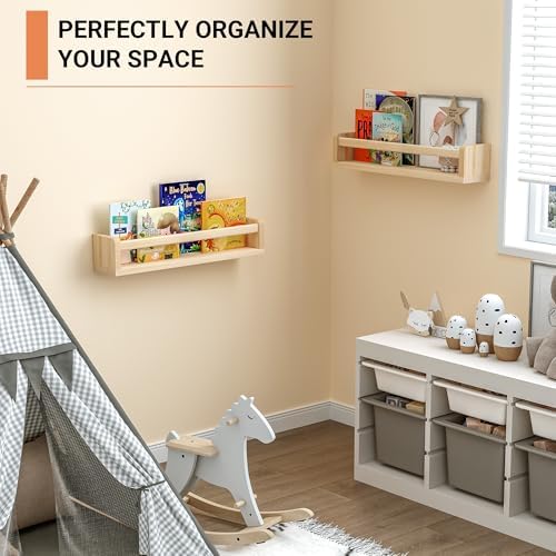 Heimlove Floating Bookshelf Set of 2 for Nursery Wall
