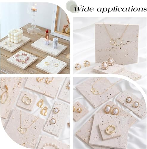 FINGERINSPIRE 2 Pcs 4 Inch White Rock Display Base with Holes