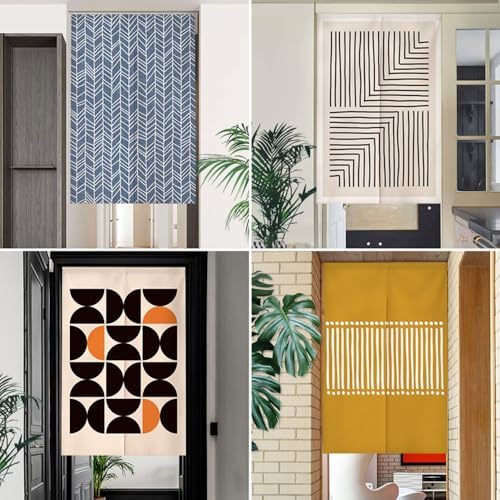 Chickwin Japanese Door Curtain Geometry Panel Noren Blue 335x71 Inch