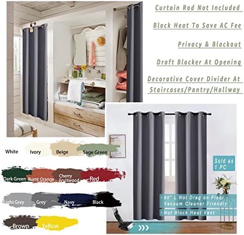 XTMYI Thermal Insulated Curtains Dark Grey 34x80 Inches