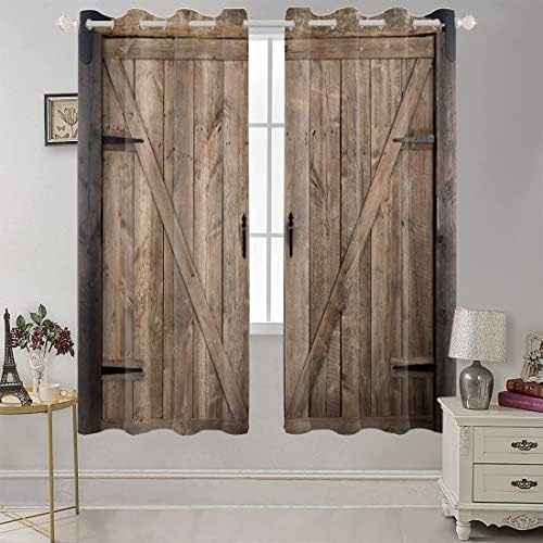 Yeele Rustic Wooden Barn Door Blackout Curtains Set of 2