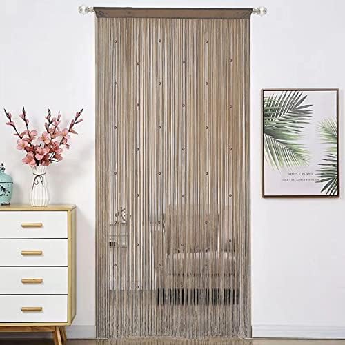 Beaded Curtain with Telescopic Rod for Privacy and Decor
