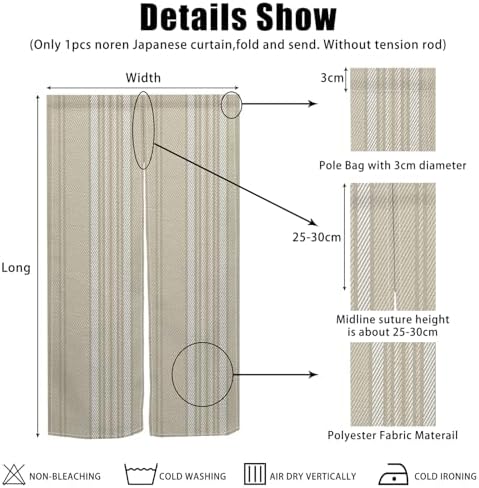 Boho Style Door Curtain Japanese Noren Panel 335x709