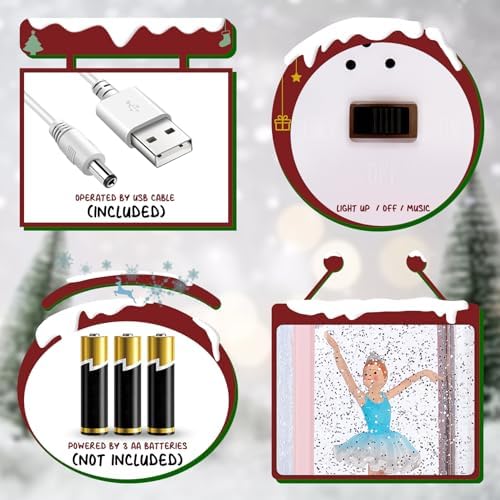 11 Inch Musical Ballerina Snow Globe with Light and 6H Timer