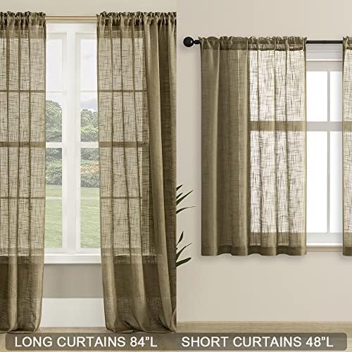 SHINELAND Light Brown Curtains 2 Panels Dark Mocha