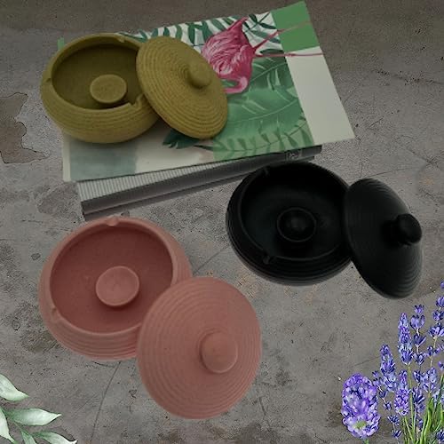 Flamingo Pink Ceramic Ashtray with Lids