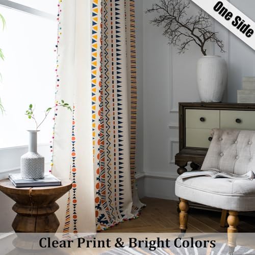 VOGOL Boho Curtains 28x84 Geometric Pattern Rod Pocket Drapes