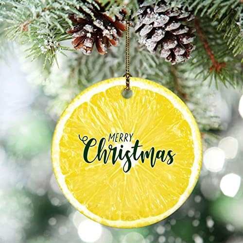LUIJORGY 3 Inch Double Sided Printed Ceramic Christmas Ornament