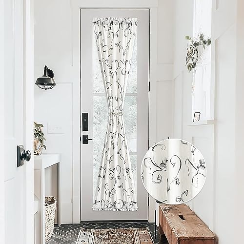 VOGOL Embroidered Door Curtain Panels Grey Vines Pattern 25x72 Inches