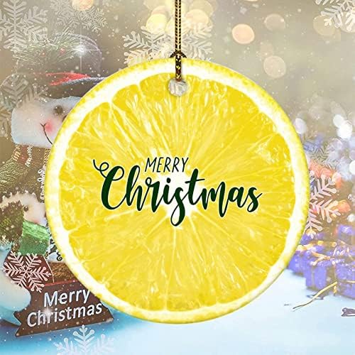LUIJORGY 3 Inch Double Sided Printed Ceramic Christmas Ornament