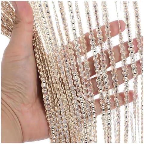 String Curtains Flash Line Shiny Tassel Door Divider Blue 100x200cm