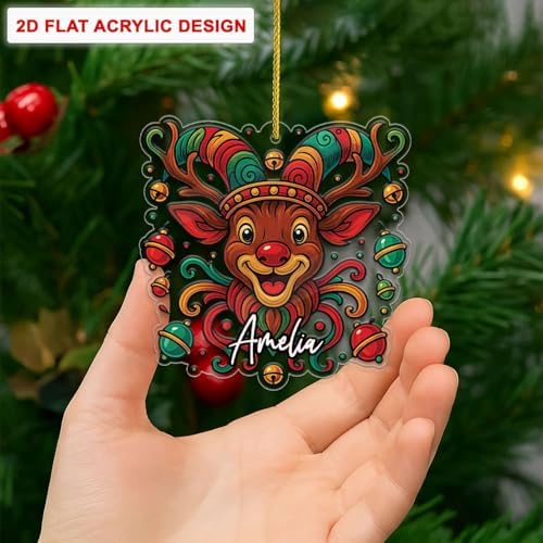 Custom Name Reindeer Hanging Ornament Personalized Christmas Decor