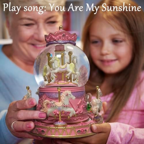 Carousel Horse Snow Globe Music Box with Light