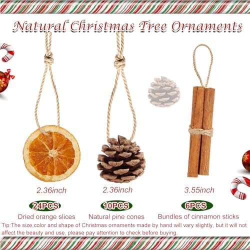 40Pcs Natural Christmas Tree Ornaments DIY Decor Set