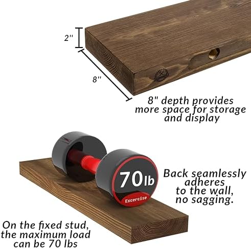 Rustic Floating Shelves 60 Inch Set of 2 Walnut