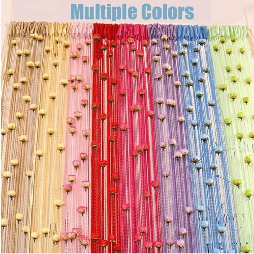 Rose Thread Curtain 39x79 Inch Door Tassel with Red Roses