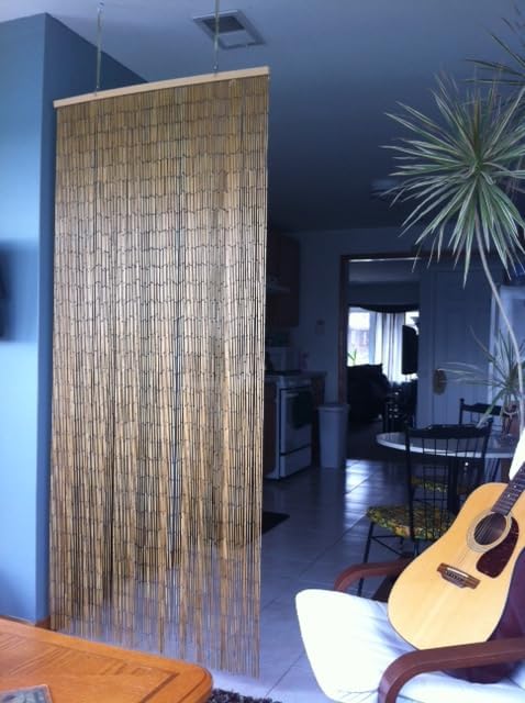 ABeadedCurtain Real 125 Strand Bamboo Beaded Curtain with Hanging Hardware