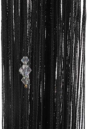 Greenwish Black Beads Curtain with Tassel for Door and Window