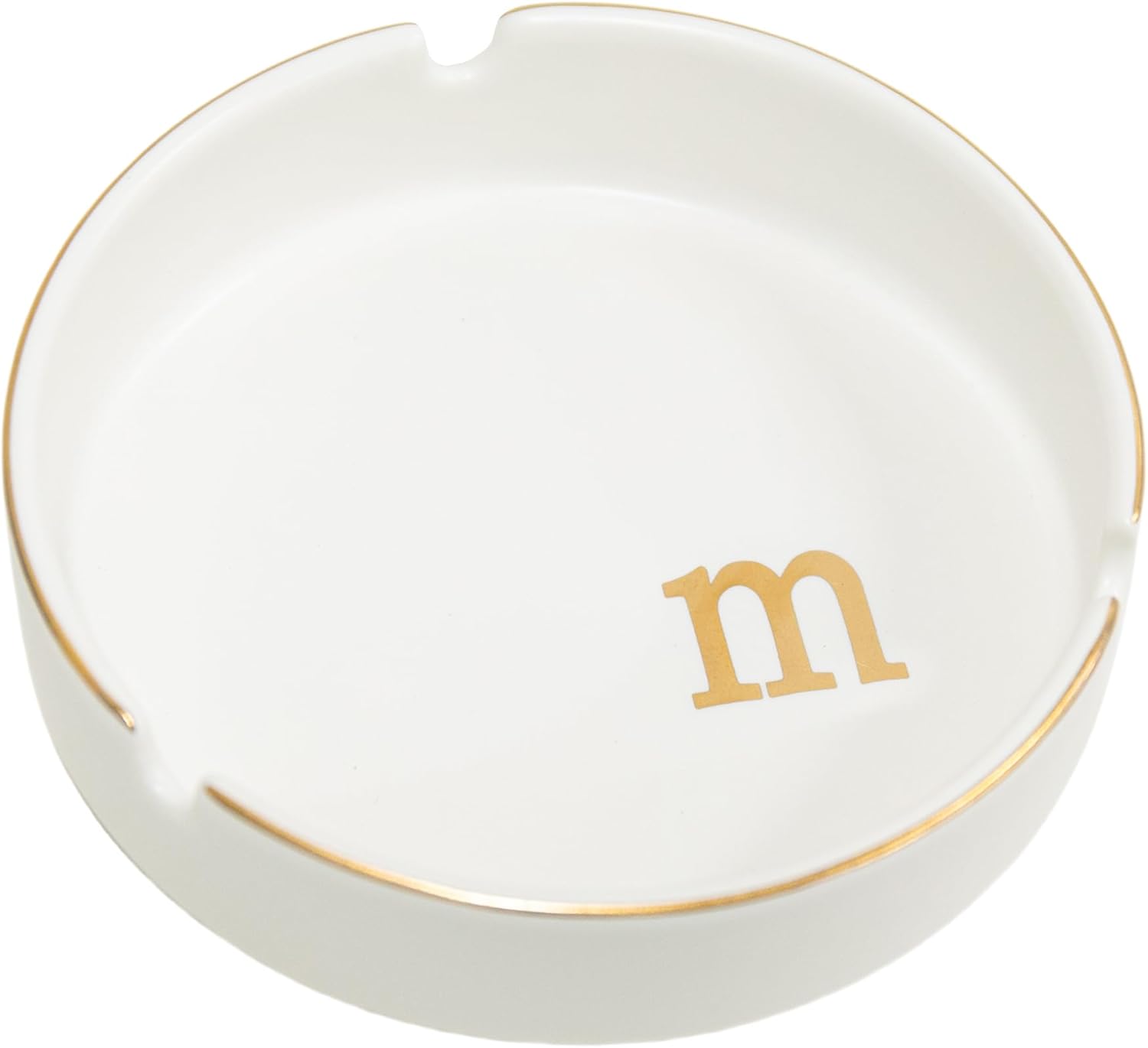 Luxurious Ceramic Ashtray with Gold Edging and Embossed Lettering