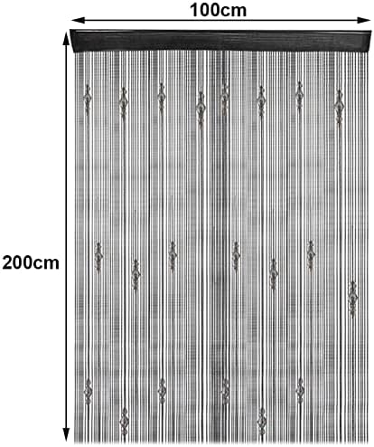 Greenwish Black Beads Curtain with Tassel for Door and Window