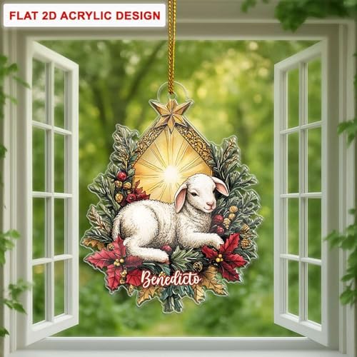 Personalized Name Nativity Lamb Ornament for Christmas Tree