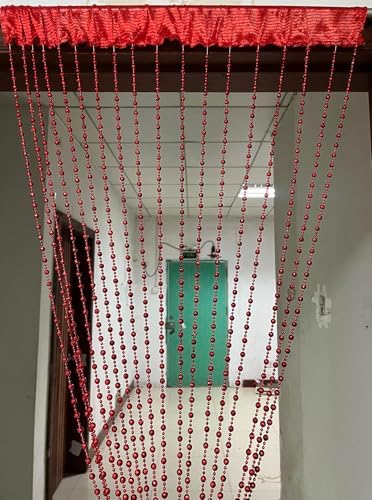 ZideTang Sparkling Plated Plastic Diamond Beaded Door Curtain Panel Red