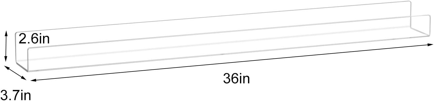 NIUBEE 36 Inch Premium Acrylic Floating Bookshelf Wall Ledge Shelf Set of 4