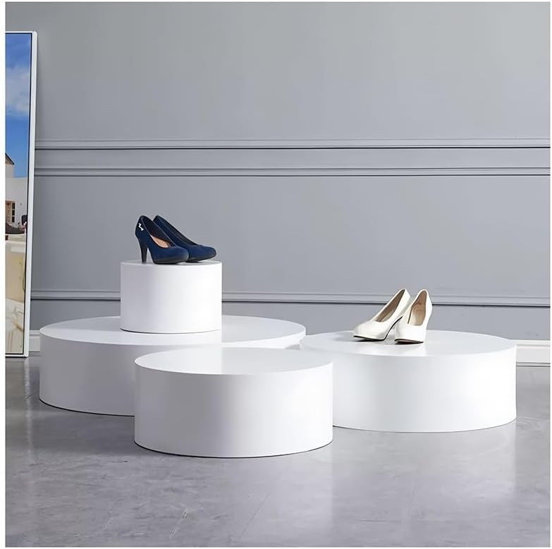 Zfmnoyev Cylinder Pedestal Stand - White 80x20cm