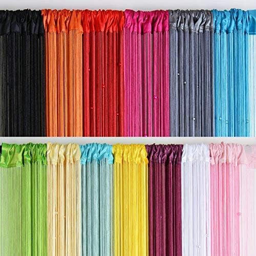Beaded Curtain with Telescopic Rod for Privacy and Decor