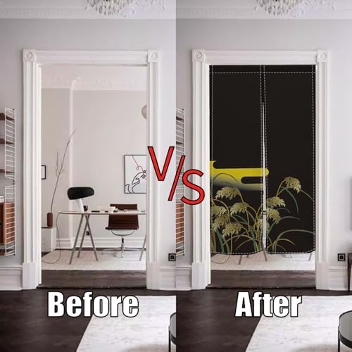 Japanese Noren Door Curtain Privacy Partition Divider Black 335x709