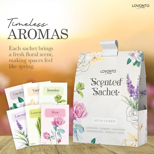 Lovonto 6 Pack Scented Sachet Bags for Home and Car Freshness