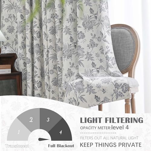 Vangao Floral Blackout Curtains 84 Inches 2 Panels