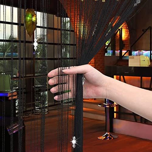 Greenwish Black Beads Curtain with Tassel for Door and Window