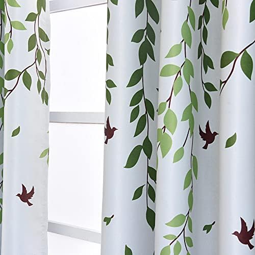 WPKIRA Blackout Curtains Birds Leaves Print 39x78 Inch 1 Panel