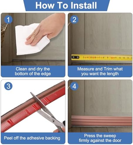 Uxcell Door Draft Stopper with Brush 3 Ft Black Self Adhesive