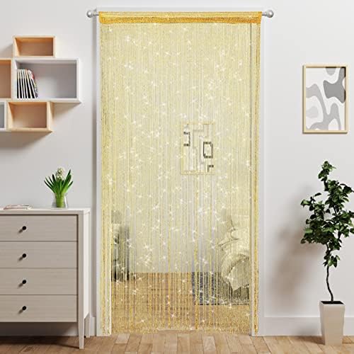4 Piece Gold Beaded Curtain for Doorway Decor