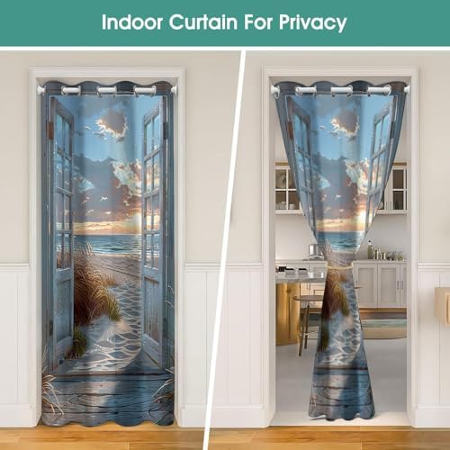 Beach Door Curtains for Doorways 34x80 Inch