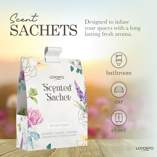 Lovonto 6 Pack Scented Sachet Bags for Home and Car Freshness