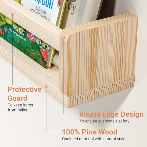 Heimlove Floating Bookshelf Set of 2 for Nursery Wall