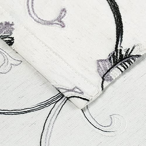 VOGOL Embroidered Door Curtain Panels Grey Vines Pattern 25x72 Inches