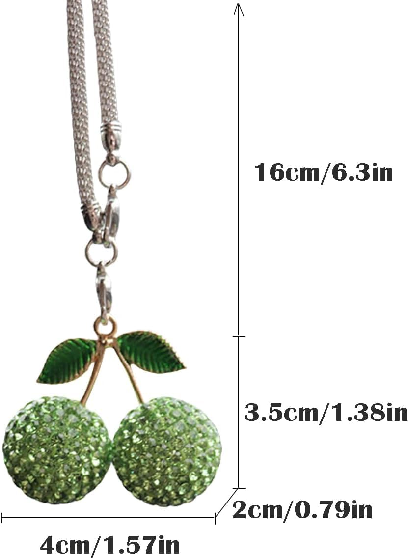 Sparkling Cherry Car Charm Green Pendant