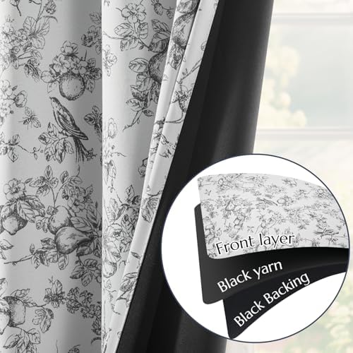 JINCHAN 95 Blackout Floral Curtains 84 Inches 2 Panels
