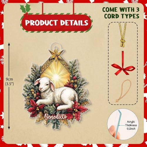 Personalized Name Nativity Lamb Ornament for Christmas Tree